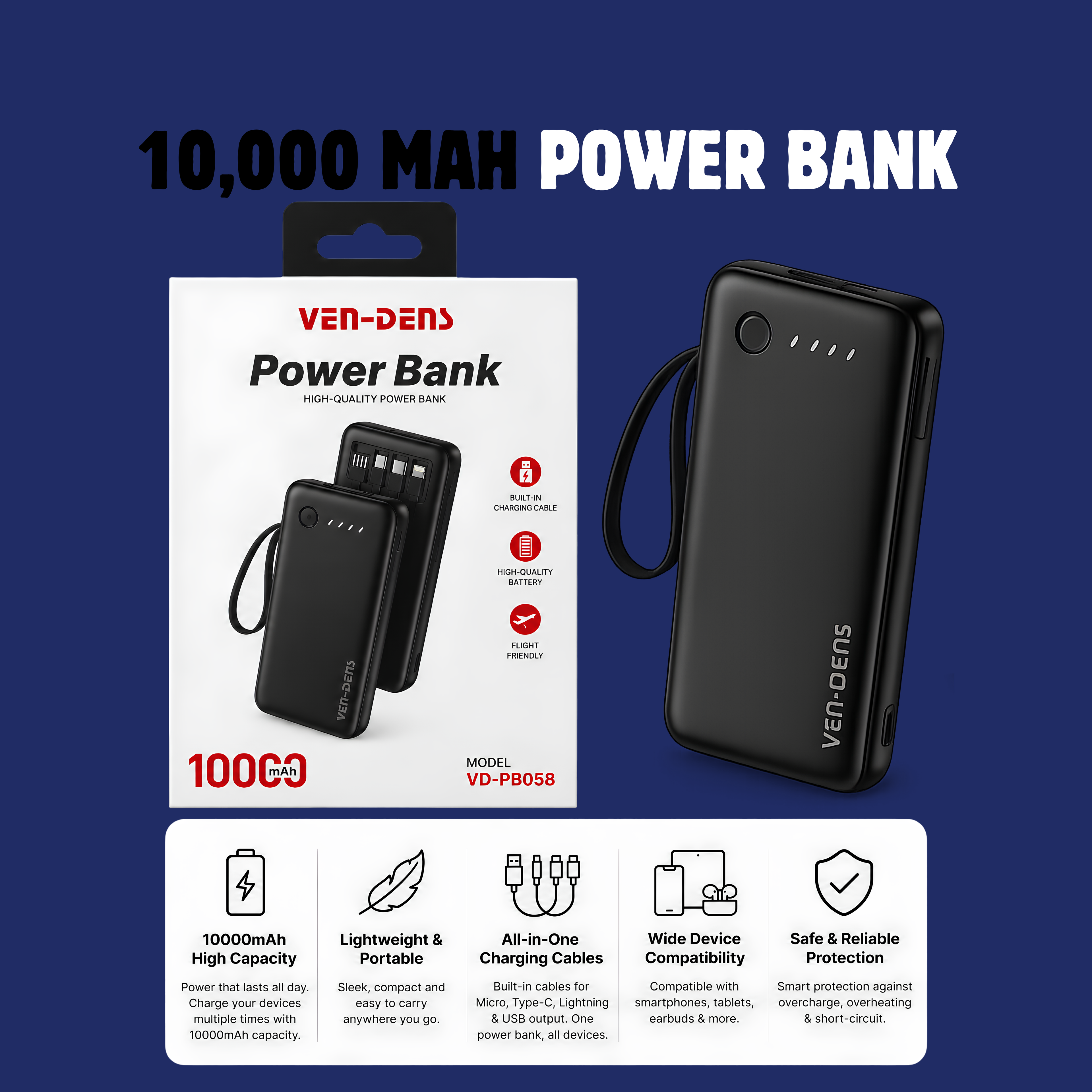 10,000 MAH POWERBANK WITH LEADS